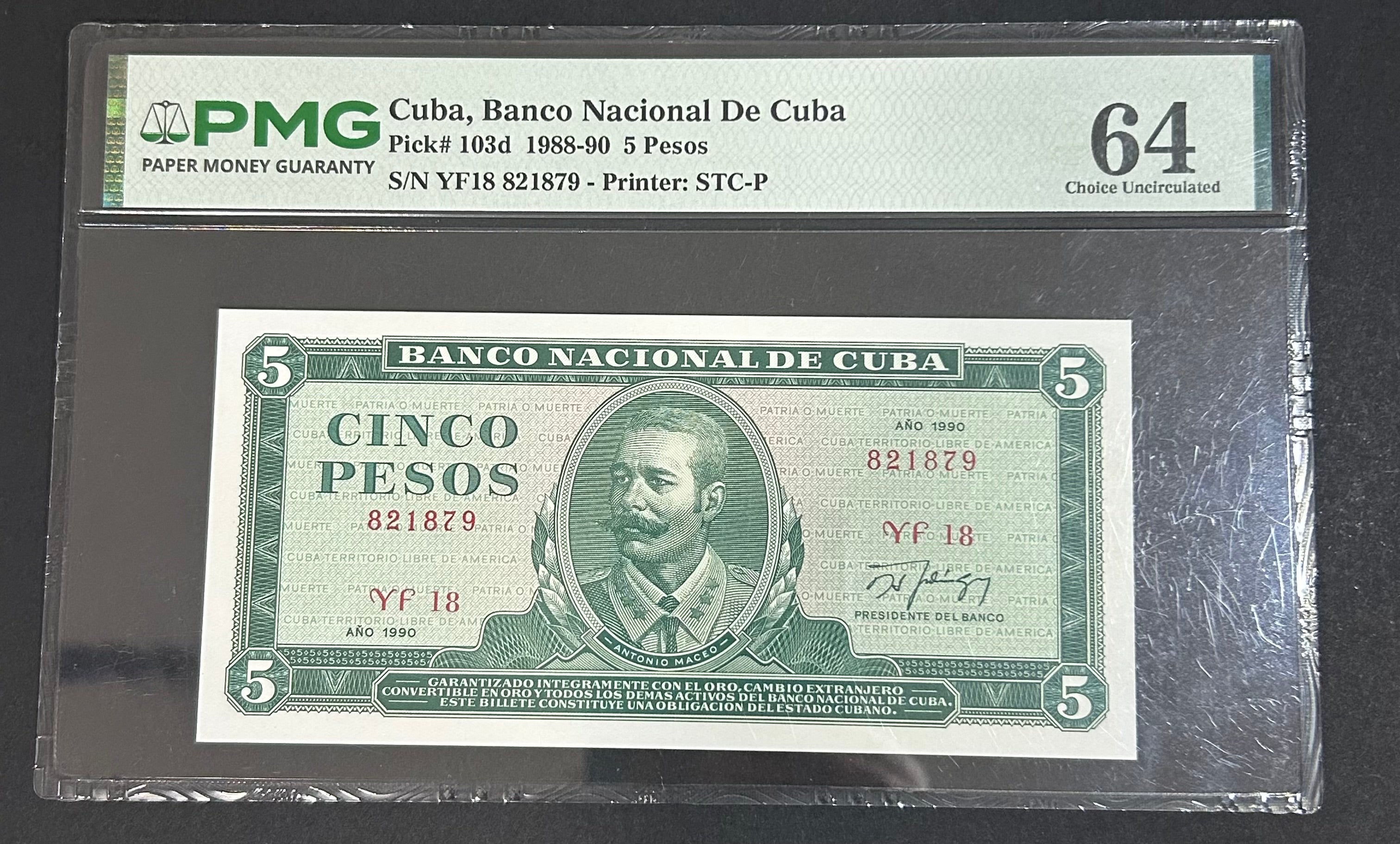 1990 5 Peso PMG 64
