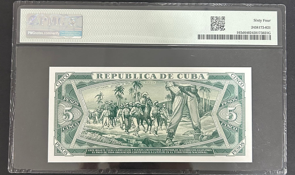 1990 5 Peso PMG 64
