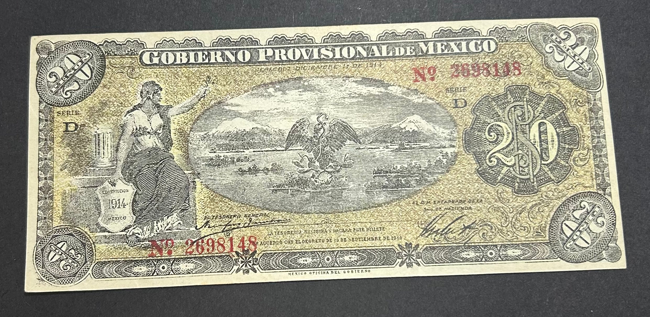 20 Pesos México Gobierno Provicional 1914