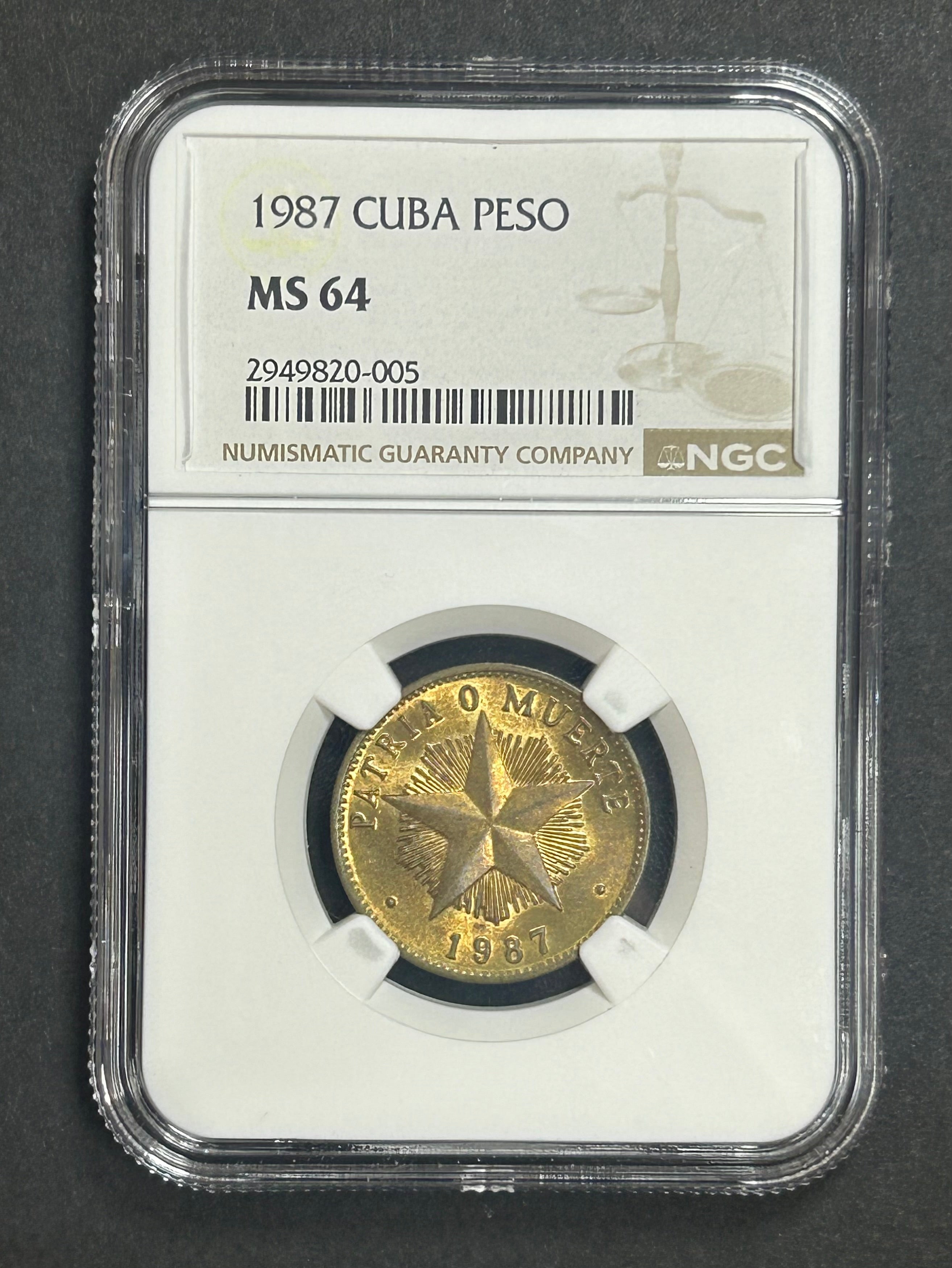 1987 1 Peso  MS64 NGC