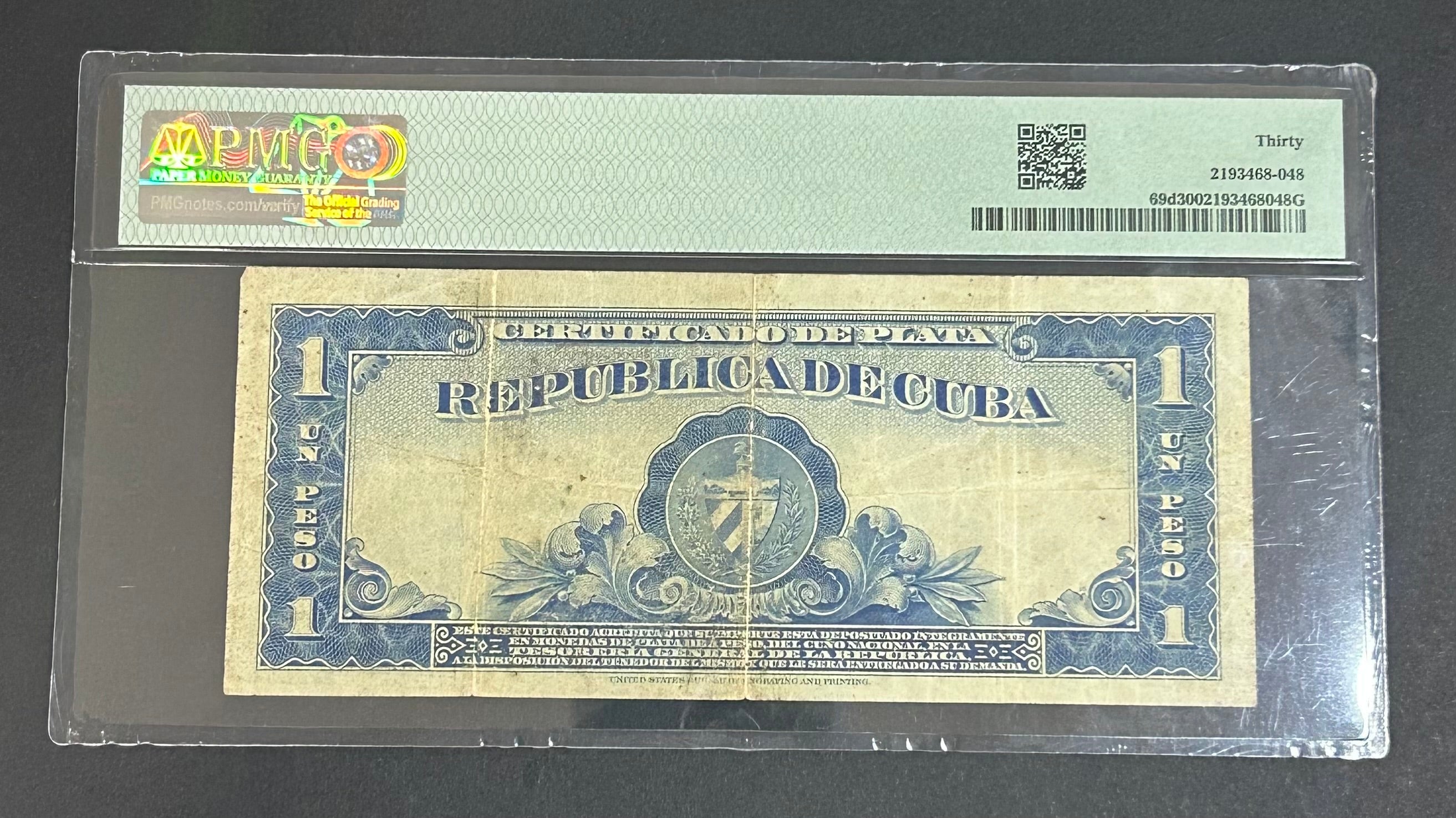 1938 1 Peso PMG VF30 Cert. De Plata
