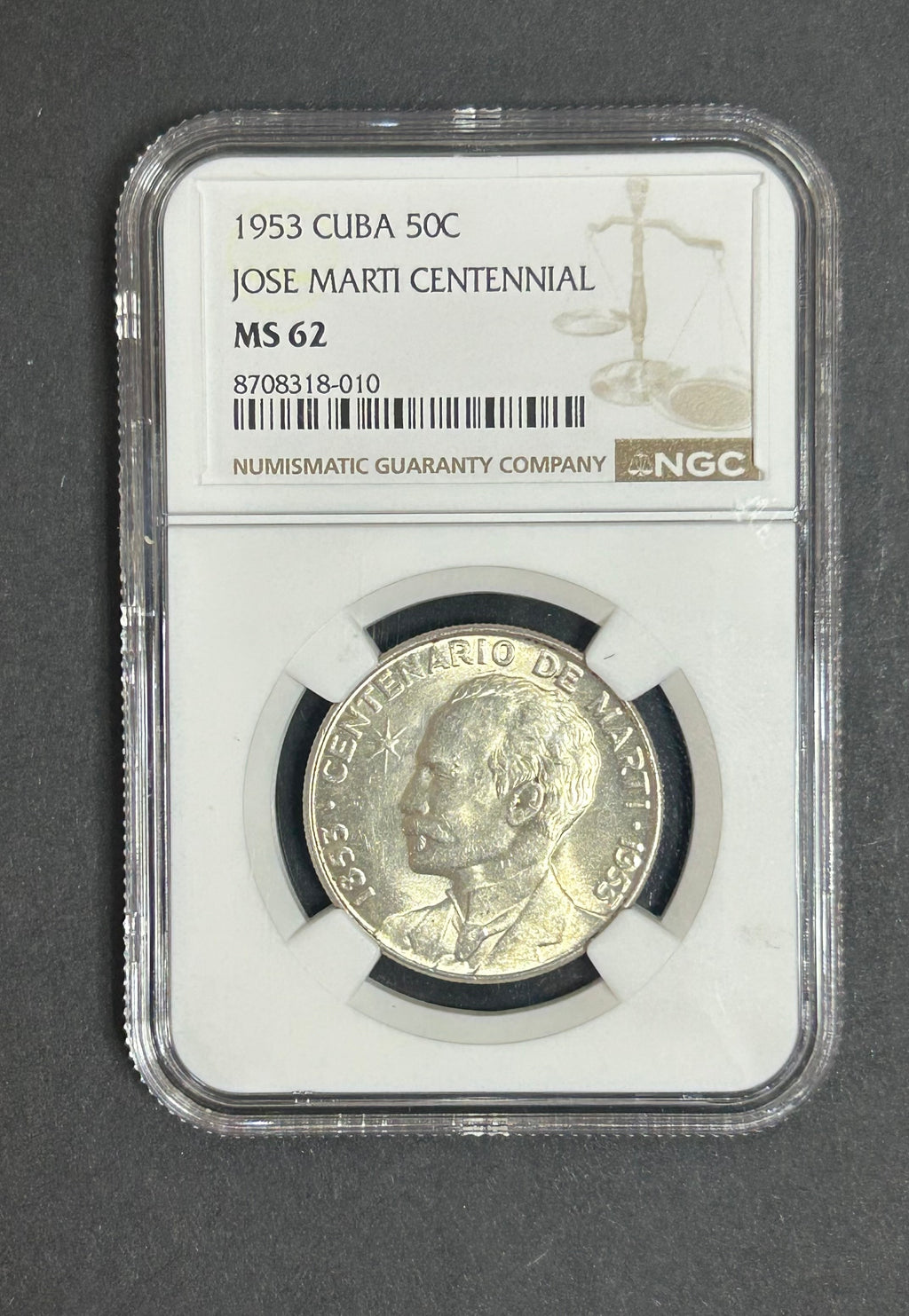 1953 50C MS62 NGC José Marti Centennial