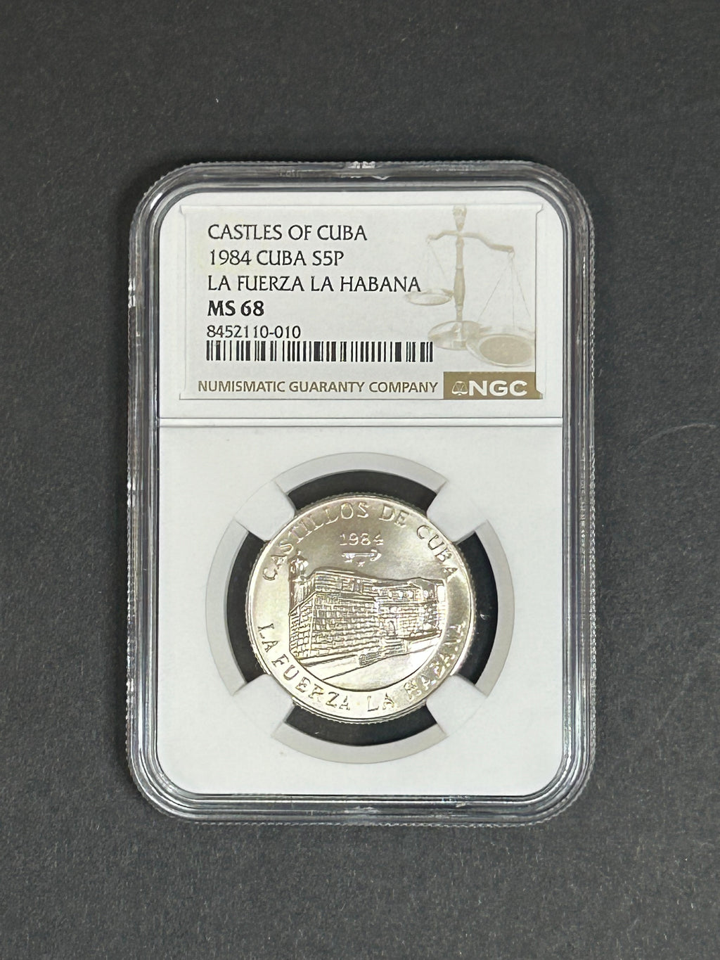 1984 5 Peso MS68 NGC La Fuerza la Habana