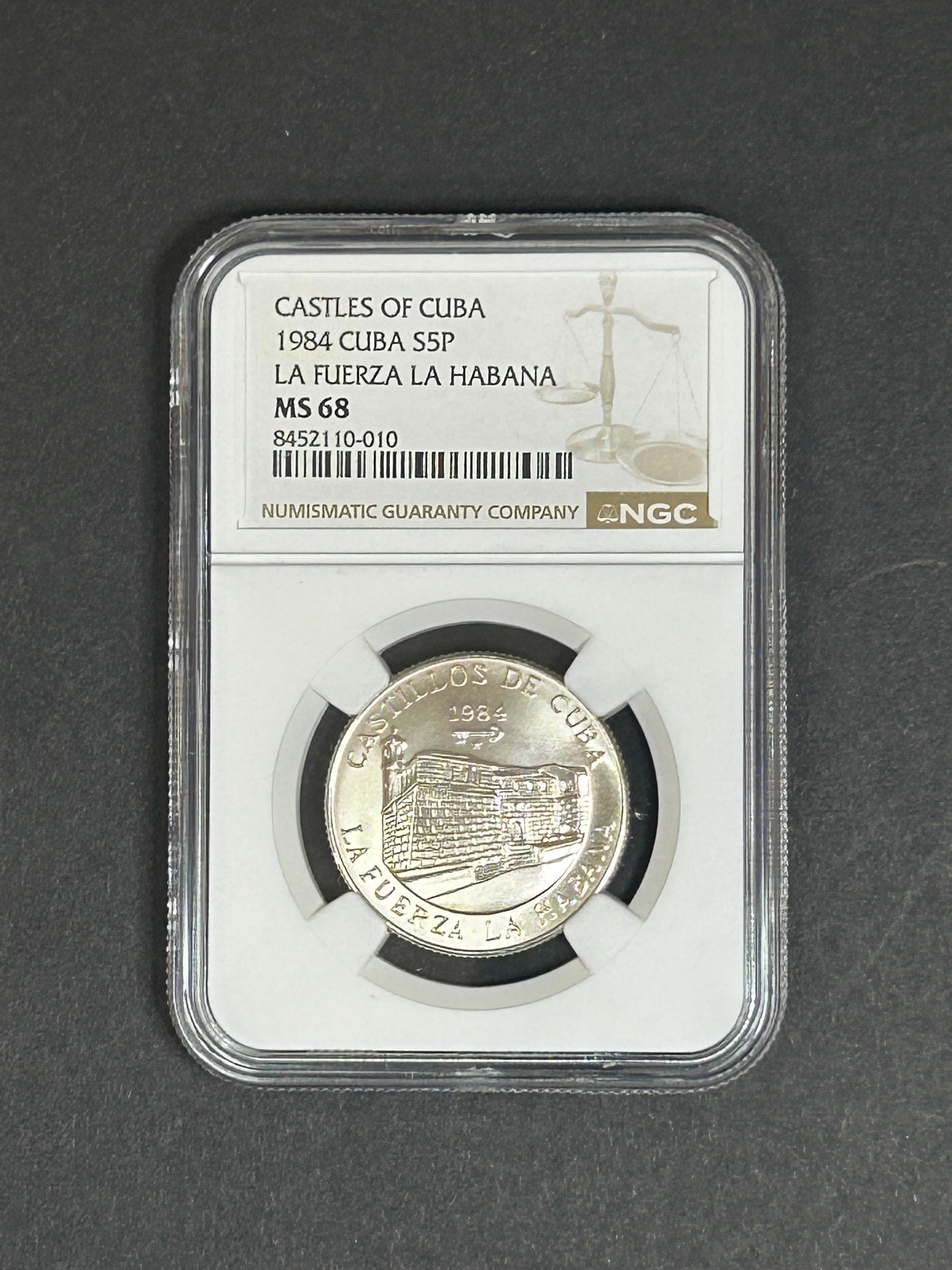 1984 5 Peso MS68 NGC La Fuerza la Habana