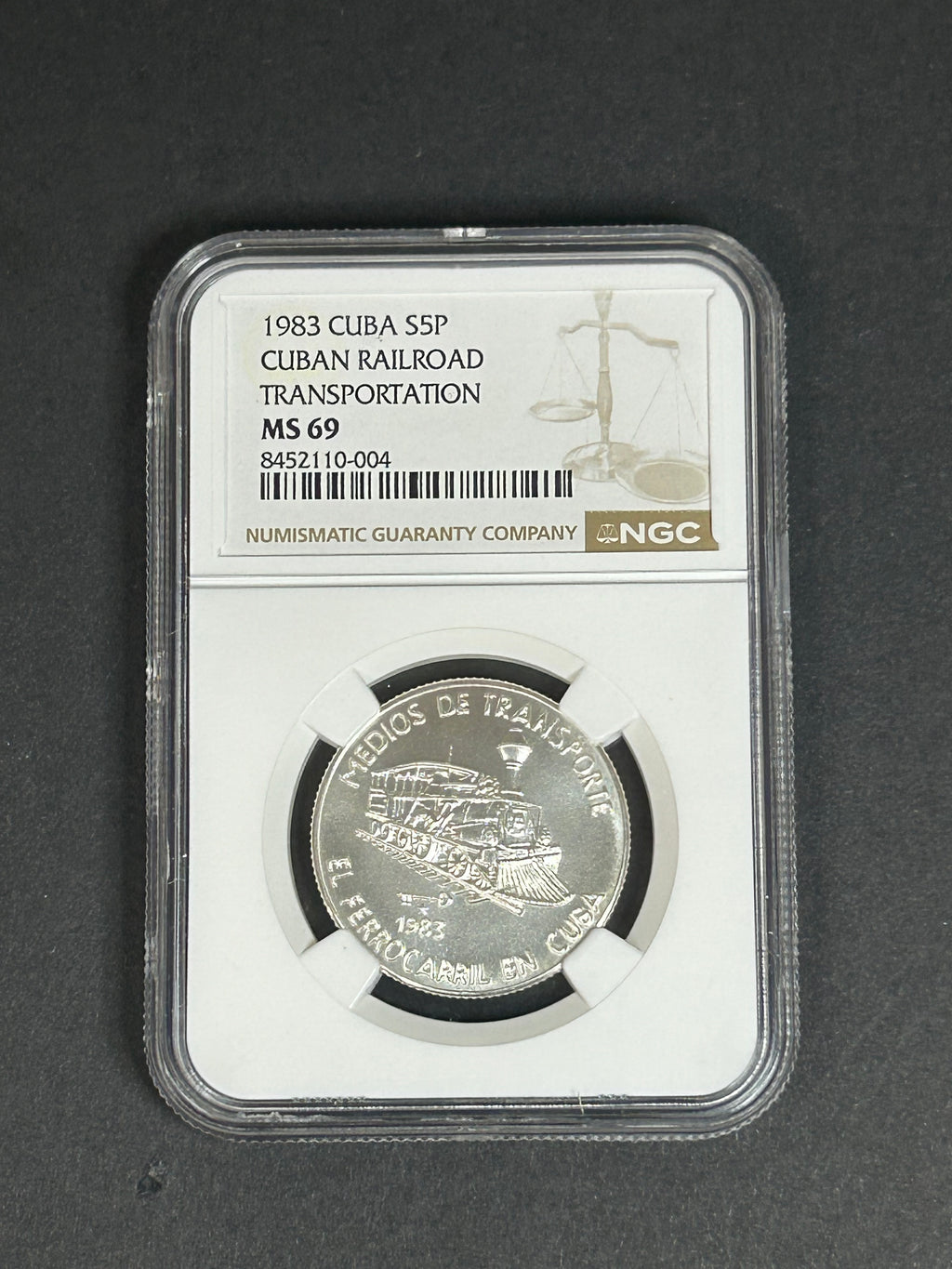 1983 5 Peso MS69 NGC Top Pop Transportation