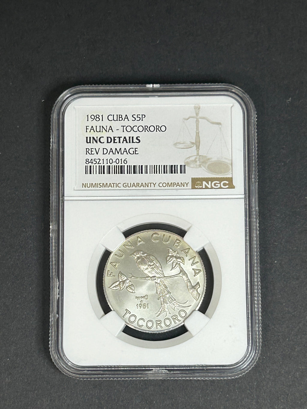 1981 5 Peso UNC DETAILS NGC TOCORORO