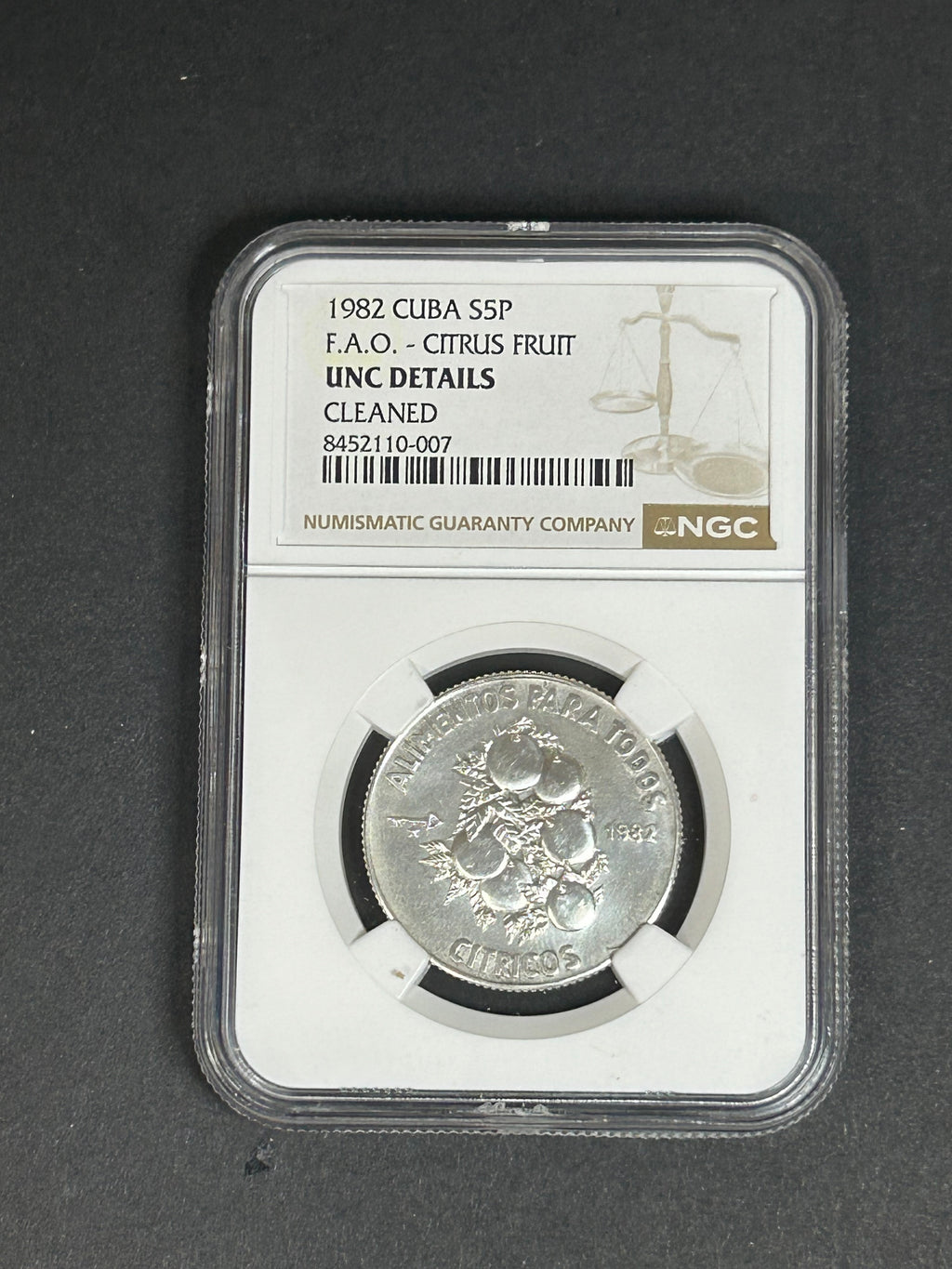 1982 5 Peso UNC DETAILS NGC