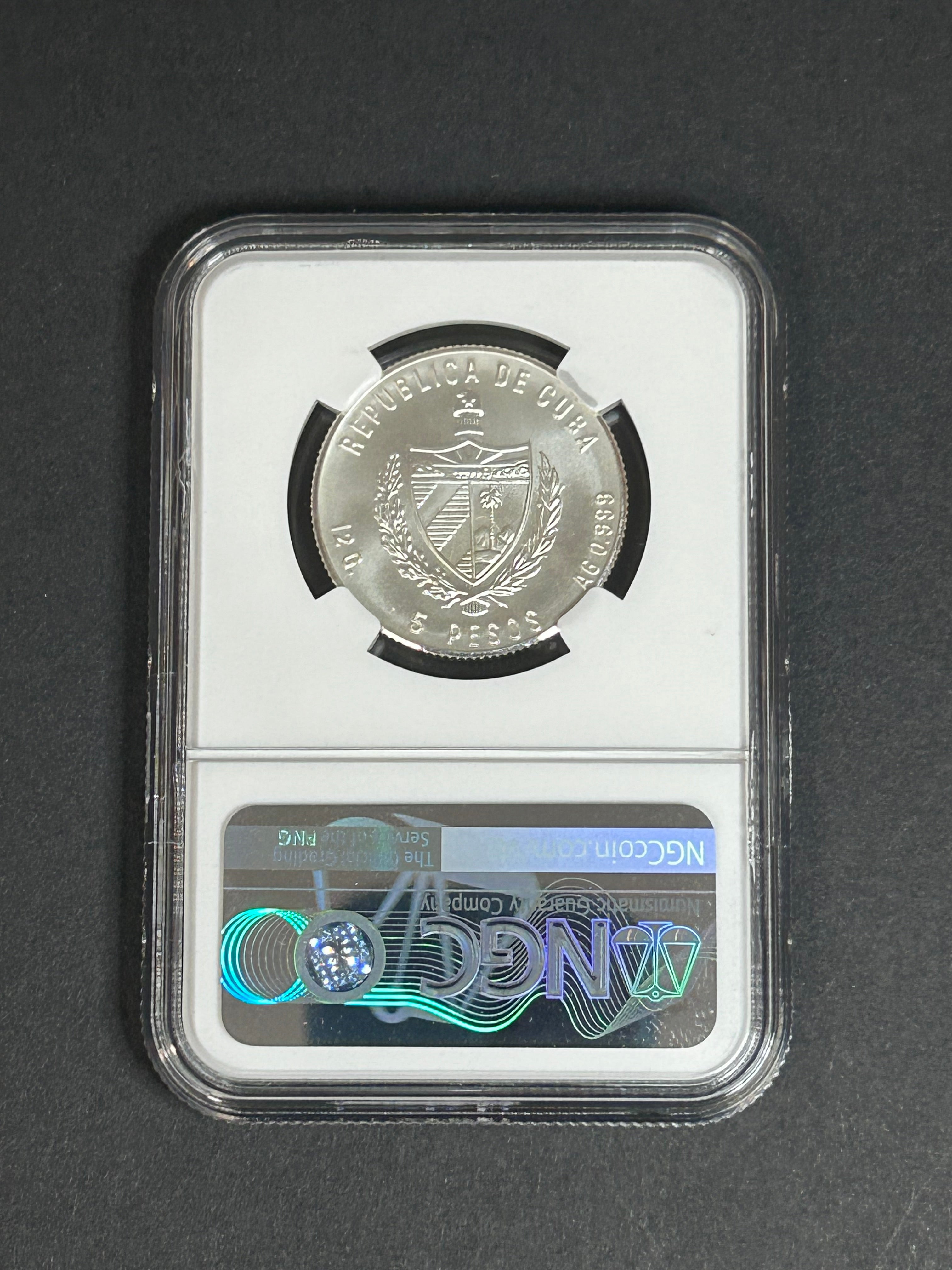 1985 5 Peso MS67 NGC