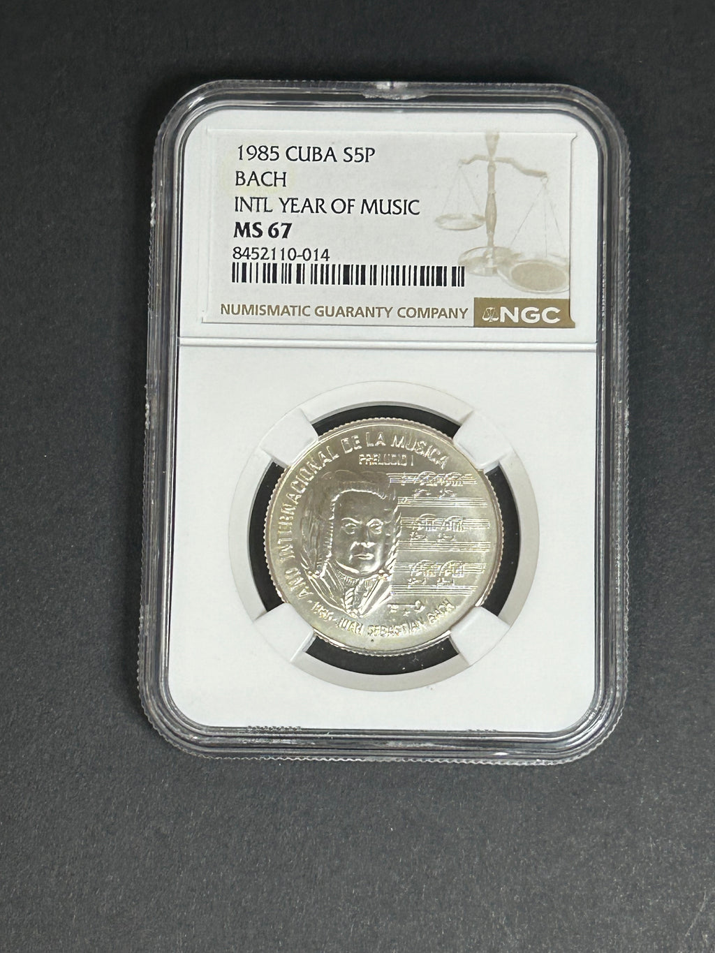 1985 5 Peso MS67 NGC