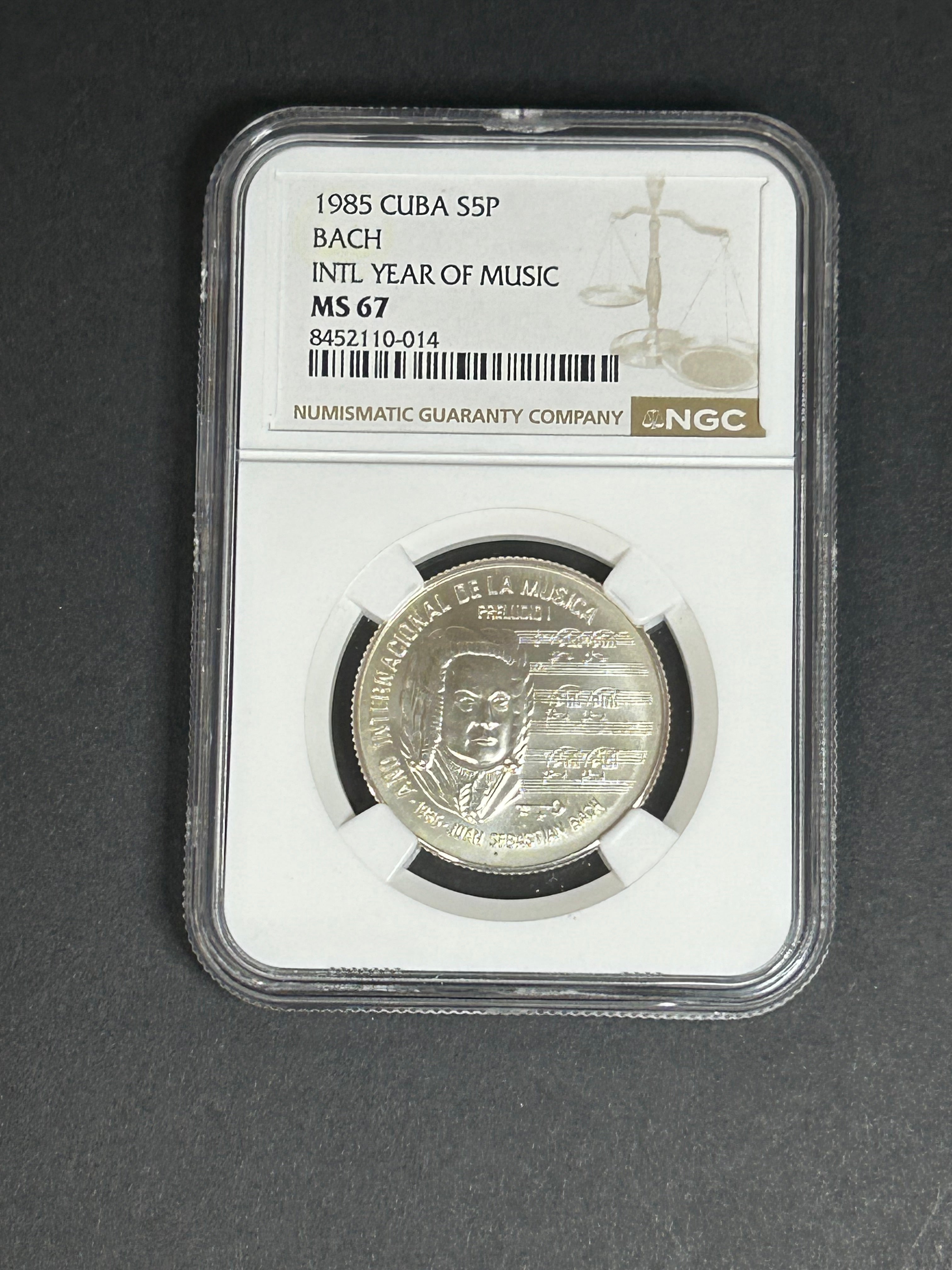 1985 5 Peso MS67 NGC