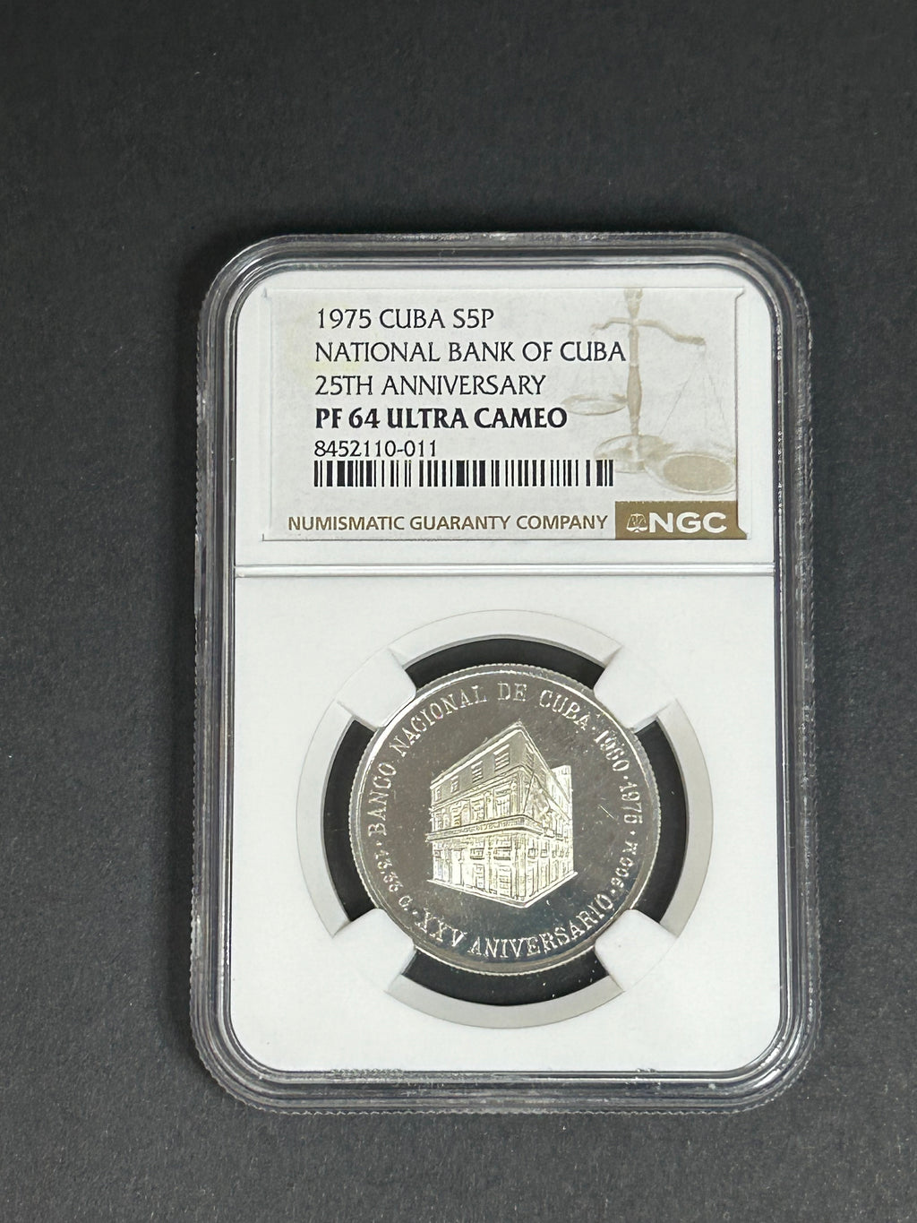 1975 5 Peso PF64 NGC National Bank of Cuba