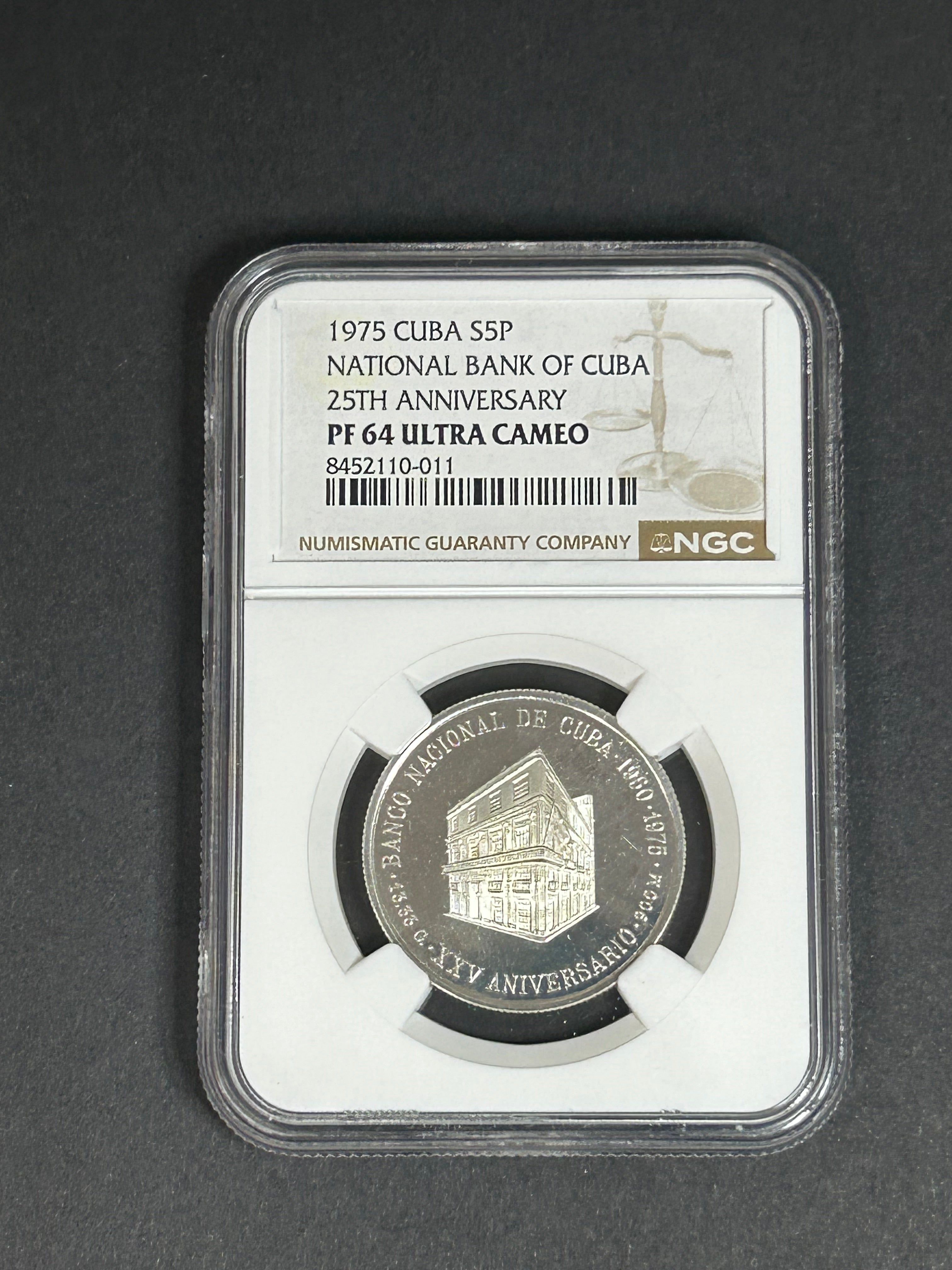 1975 5 Peso PF64 NGC National Bank of Cuba