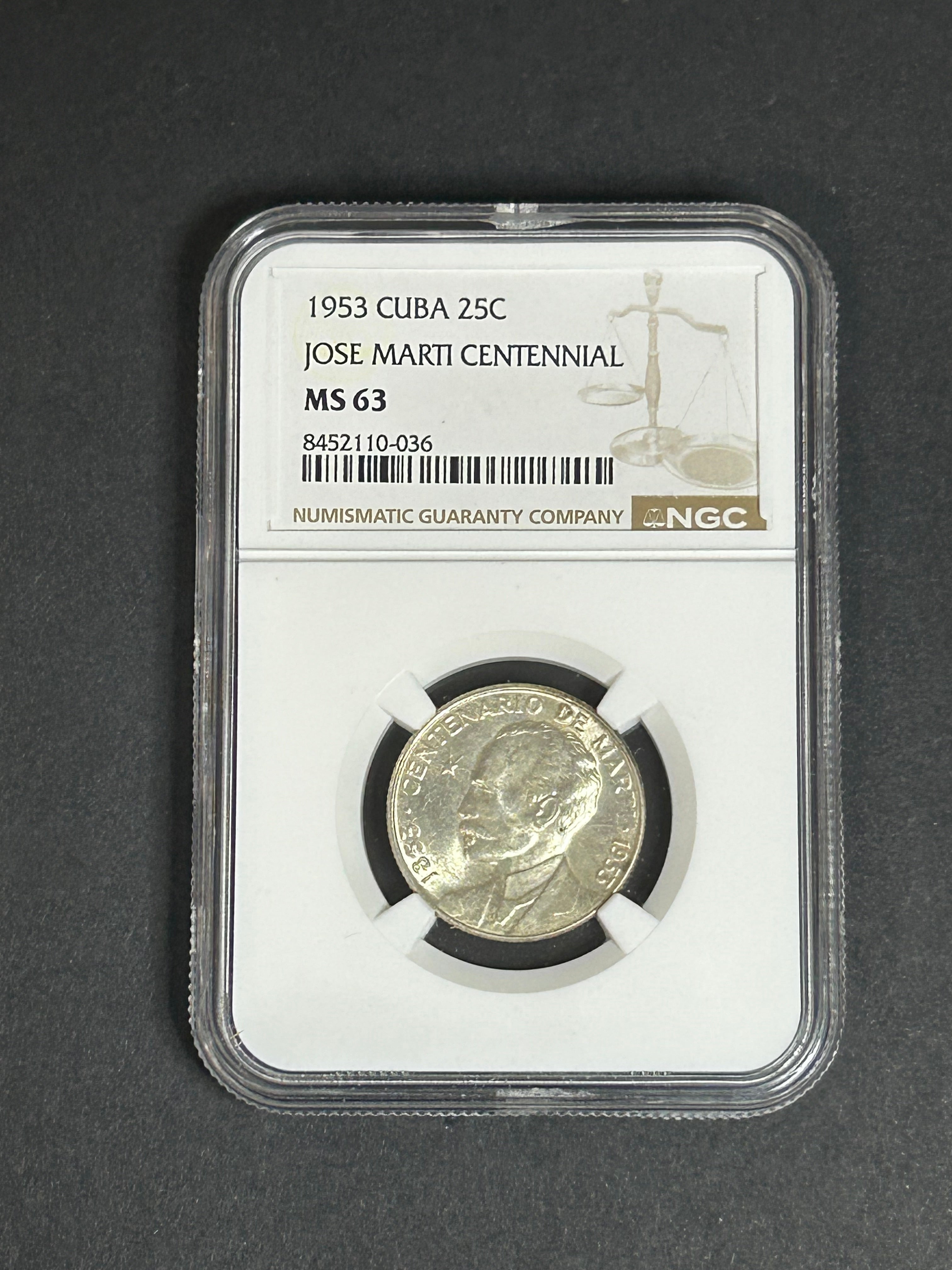 1953 25C Peso MS63 NGC José Marti Centennial