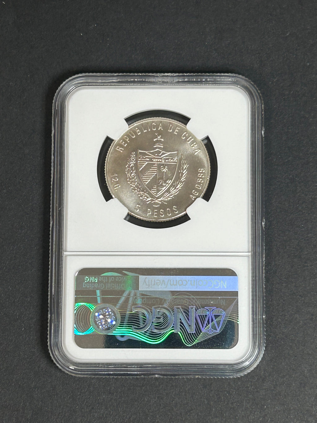 1984 5 Peso MS68 NGC Transportation
