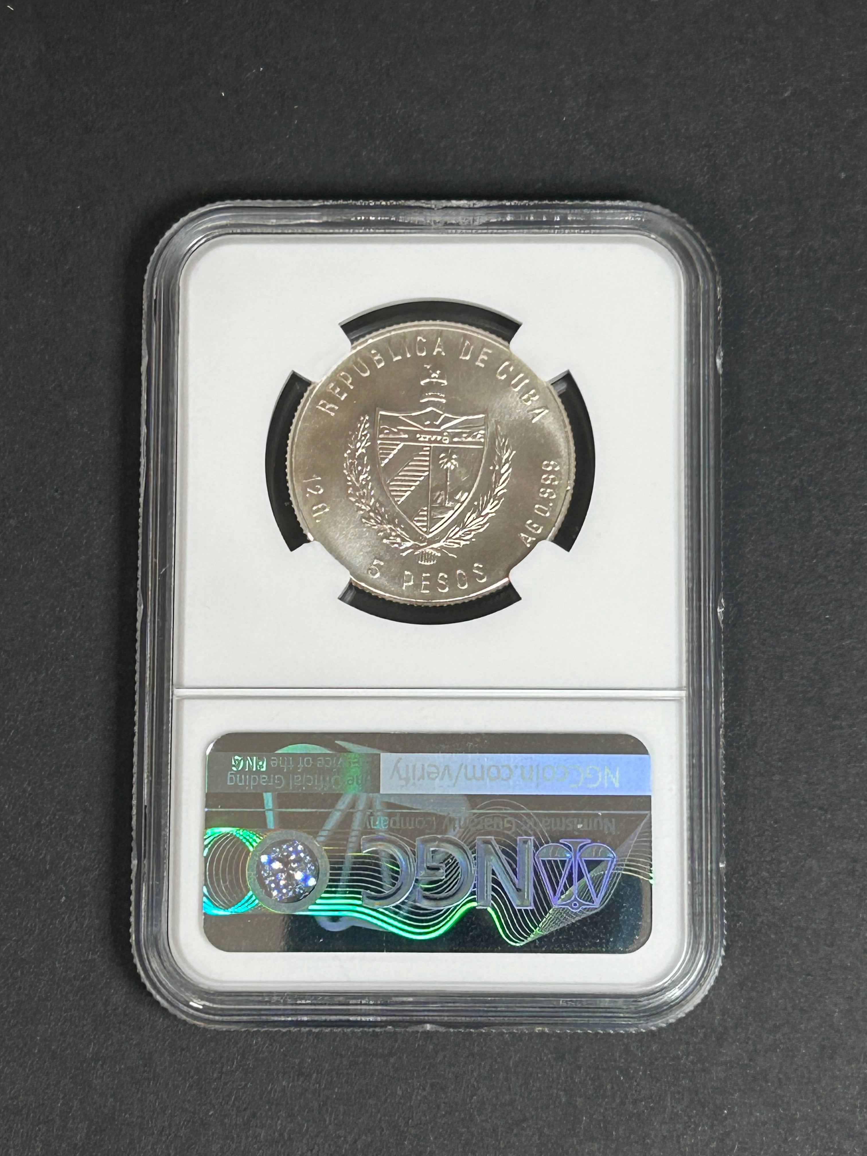 1984 5 Peso MS68 NGC Transportation