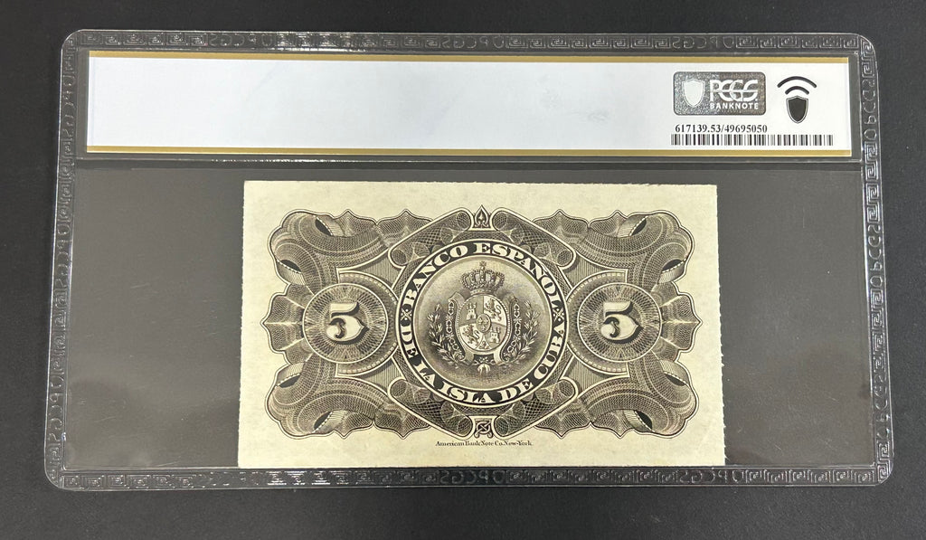 1897 5 Peso PCGS 53 Banco Español de la Isla (Fecha Clave)