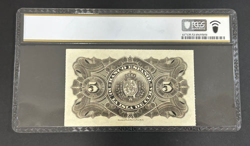 1897 5 Peso PCGS 53 Banco Español de la Isla (Fecha Clave)