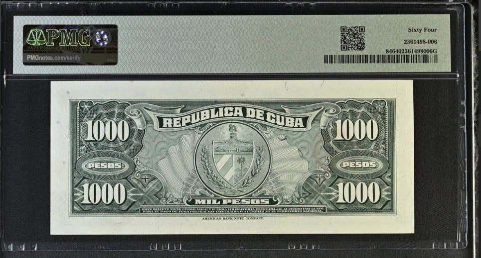 1950 1000 Pesos PMG 64