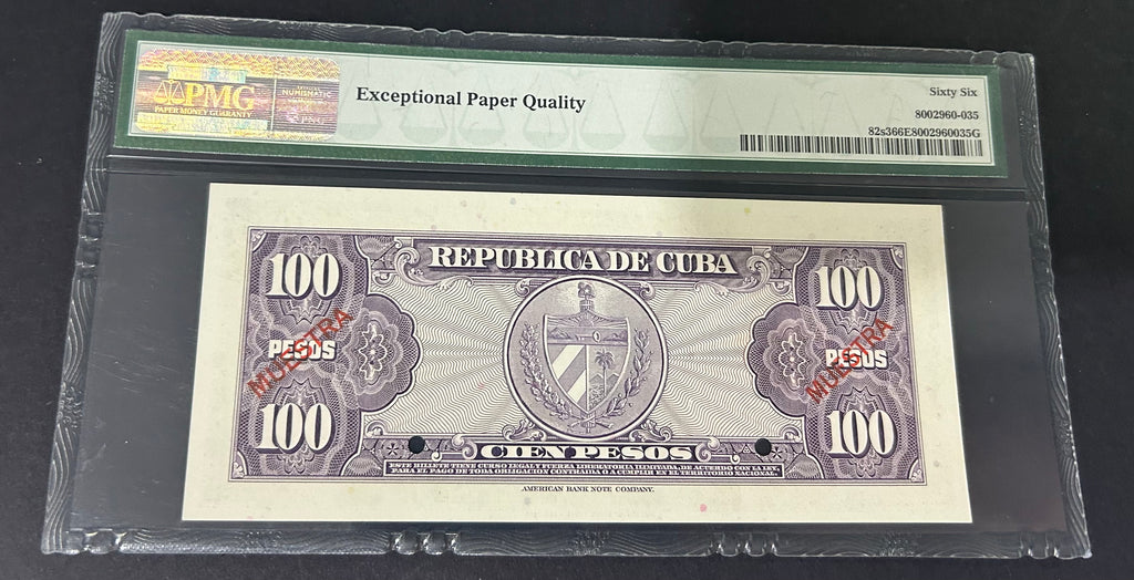 1958 100 Pesos PMG 66 EPQ (MUESTRA)