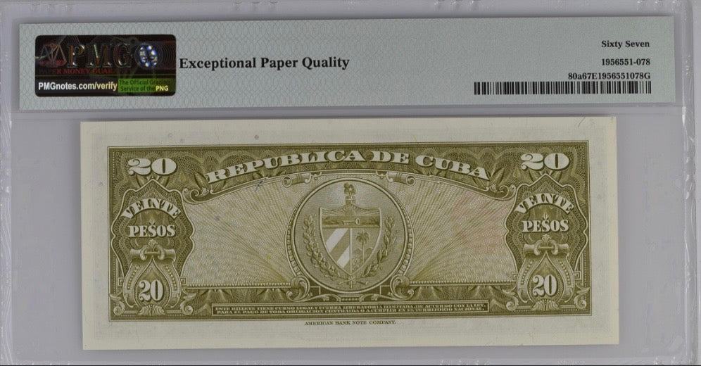 1949 20 Peso PMG 67 EPQ TOP POP