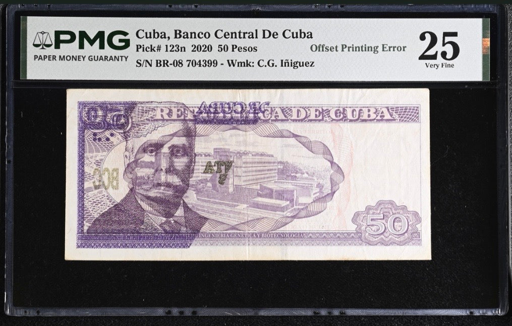 2020 50 Pesos PMG 25 (Offset Printing Error)