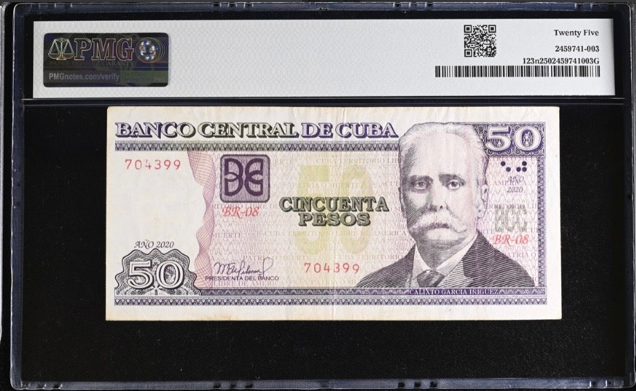 2020 50 Pesos PMG 25 (Offset Printing Error)